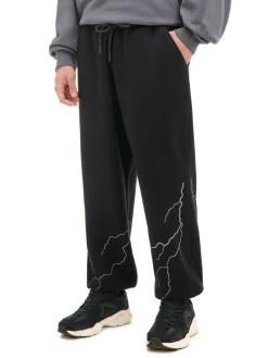 Outlet Cropp Dresowe joggery z odblaskowym printem czarny