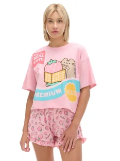 Online Cropp Dwuczęściowa piżama Pusheen różowy