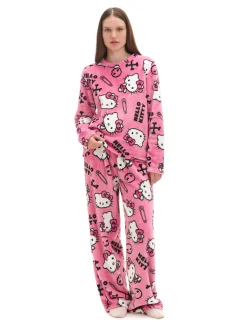 Sale Cropp Dwuczęściowa pluszowa piżama Hello Kitty różowy