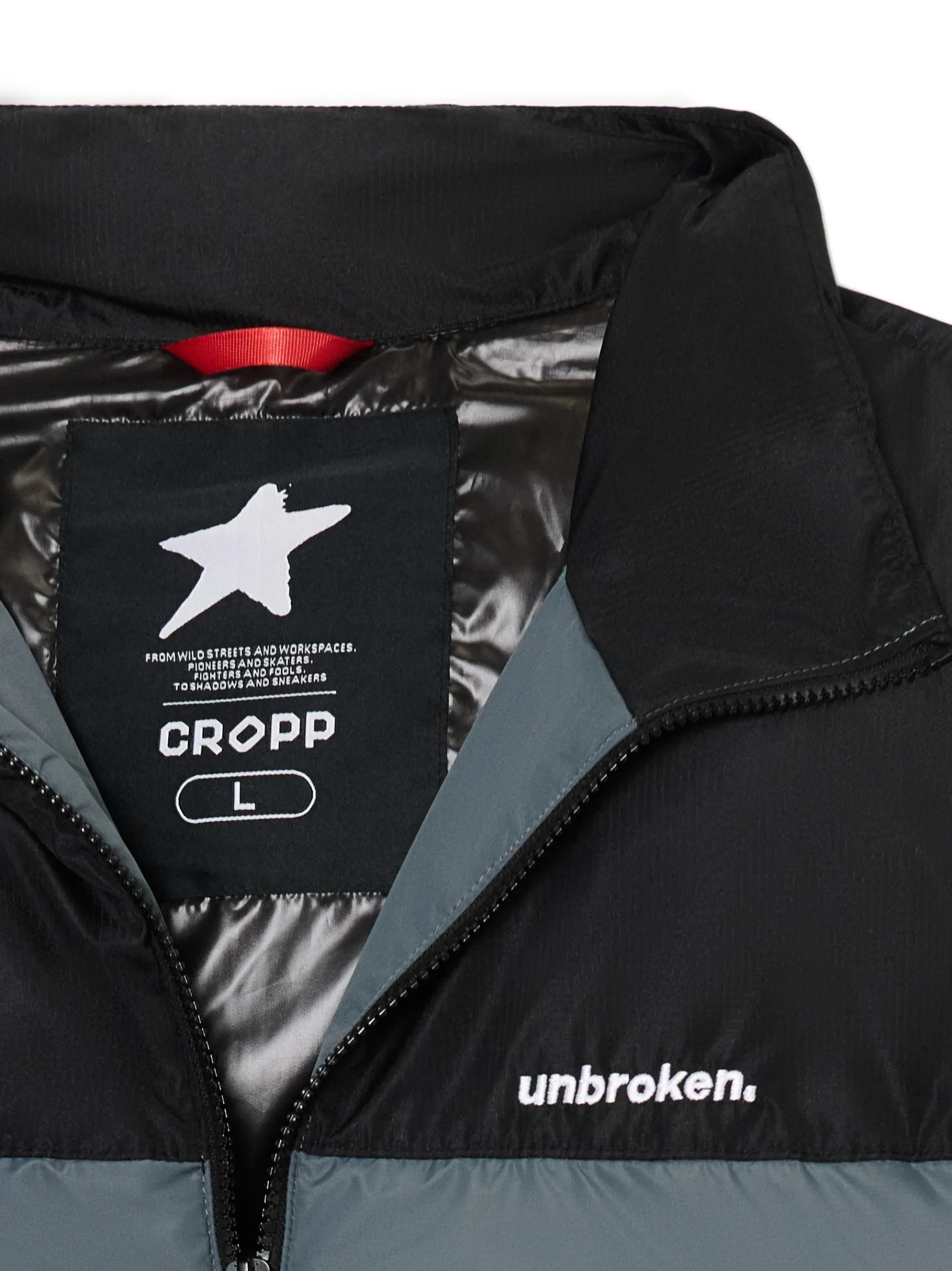 Outlet Cropp Dwukolorowa kurtka puffer surowygranatowy