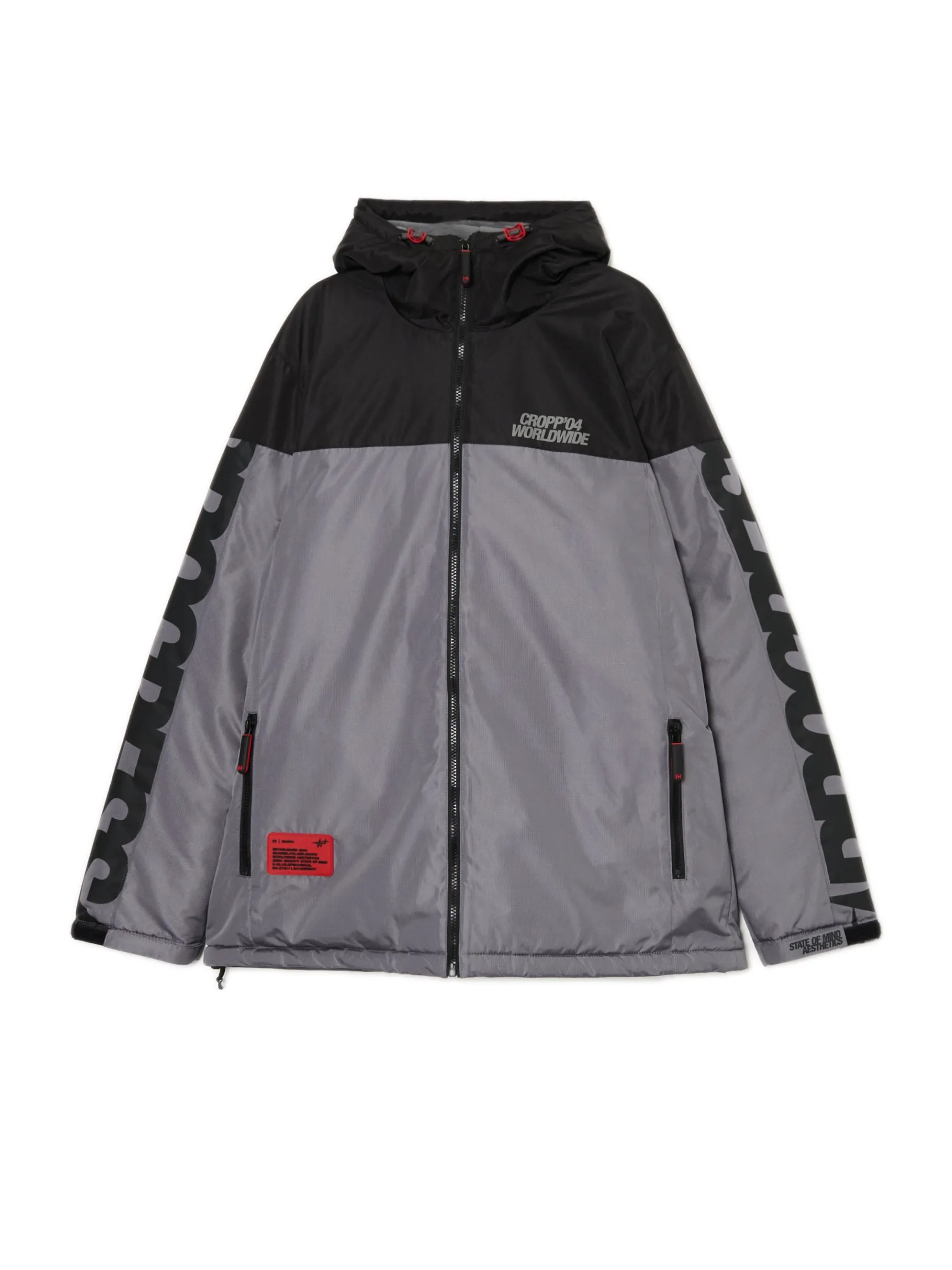 Clearance Cropp Dwukolorowa kurtka z kapturem szary