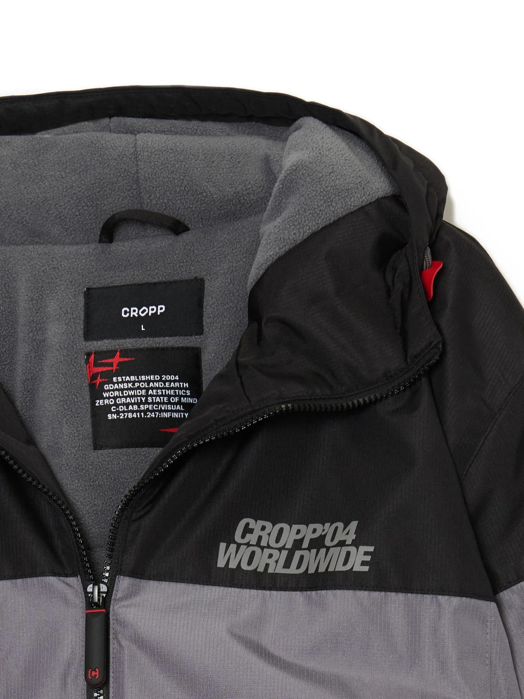 Clearance Cropp Dwukolorowa kurtka z kapturem szary