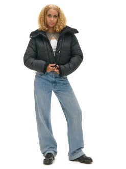 Sale Cropp Dwustronna czarna kurtka puffer czarny