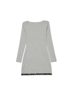 Discount Cropp Dzianinowa szara sukienka midi szary