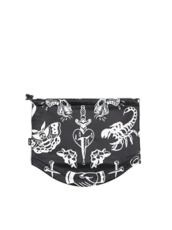 Clearance Cropp Dzianinowy komin z kontrastowym nadrukiem czarny