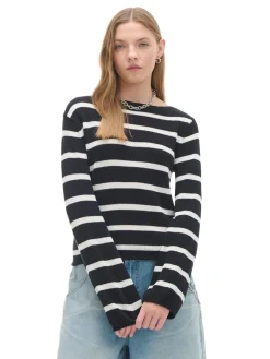 Fashion Cropp Dzianinowy sweter w paski czarny