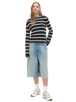 Fashion Cropp Dzianinowy sweter w paski czarny