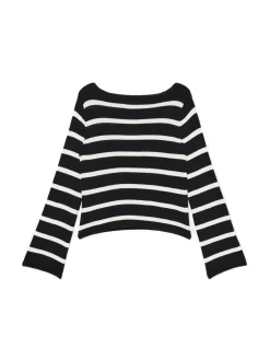 Fashion Cropp Dzianinowy sweter w paski czarny