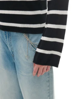 Fashion Cropp Dzianinowy sweter w paski czarny