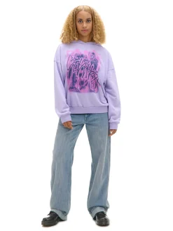 Discount Cropp Fioletowa bluza z kapturem UNISEX fioletowy