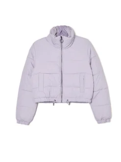 Fashion Cropp Fioletowa kurtka puffer fioletowy