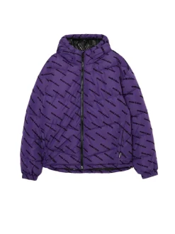 Clearance Cropp Fioletowa kurtka puffer z kapturem fioletowy