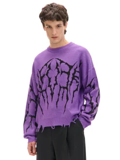 Hot Cropp sweter z nadrukiem fioletowy