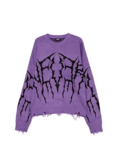 Hot Cropp sweter z nadrukiem fioletowy