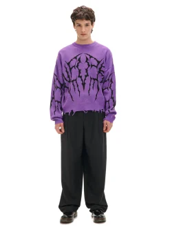 Hot Cropp sweter z nadrukiem fioletowy