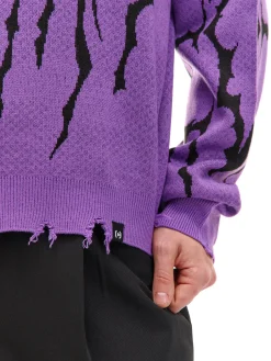 Hot Cropp sweter z nadrukiem fioletowy