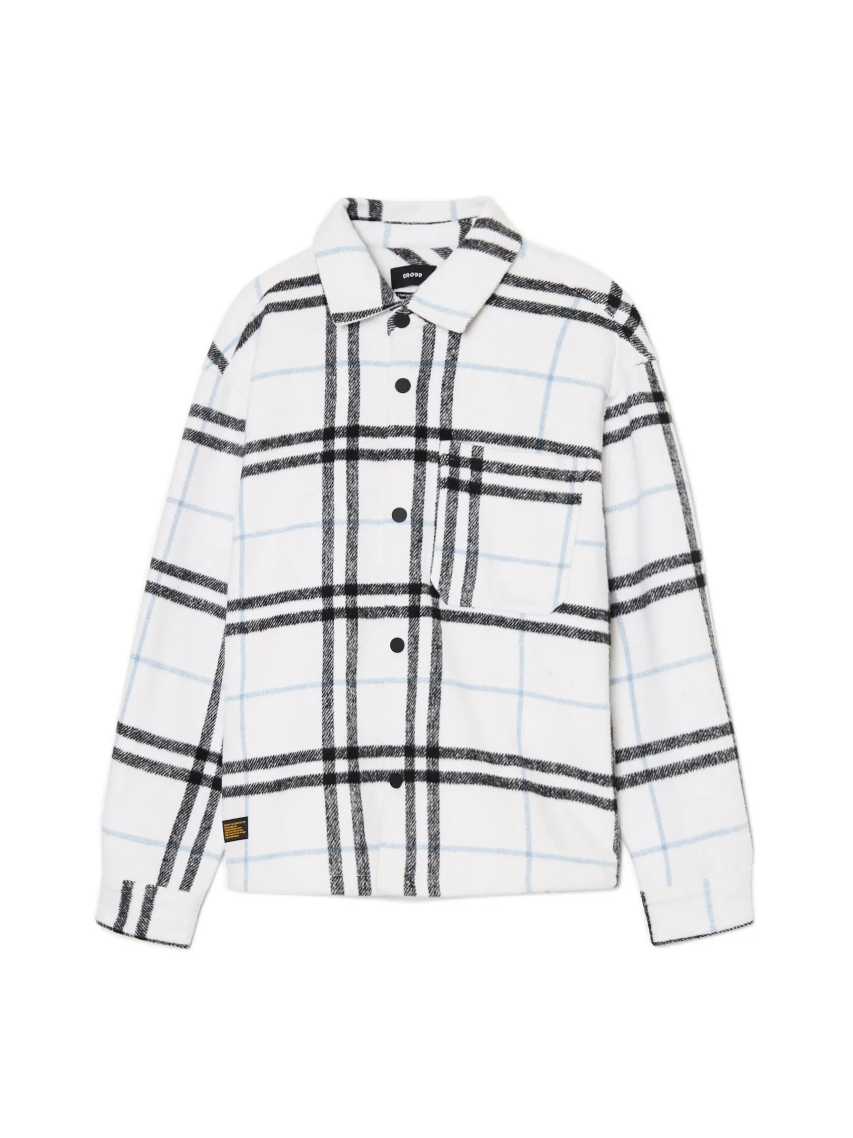 Outlet Cropp Flanelowa kraciasta koszula z domieszką wełny biały