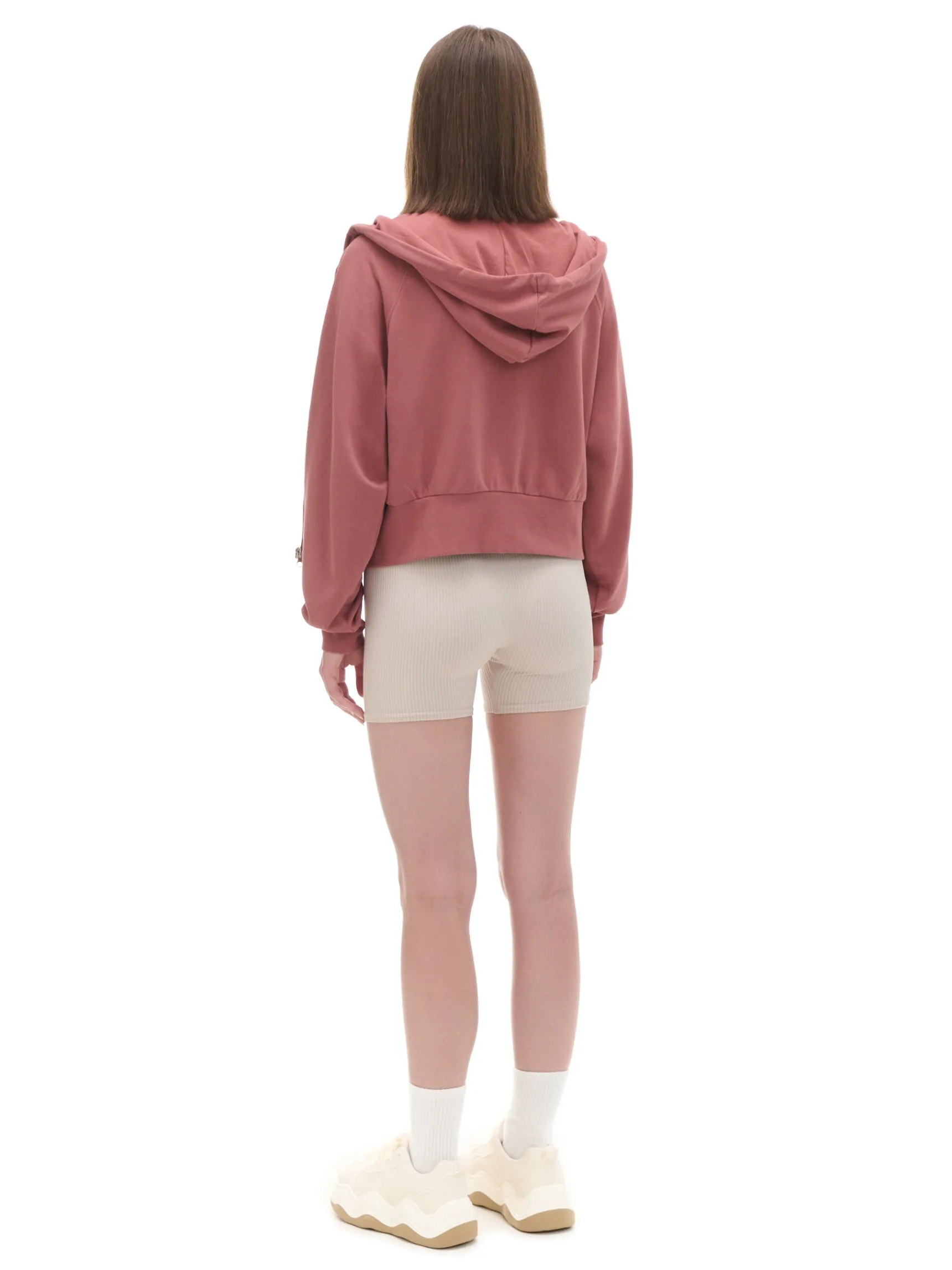 Outlet Cropp Gładka rozpinana bluza z kapturem różowy