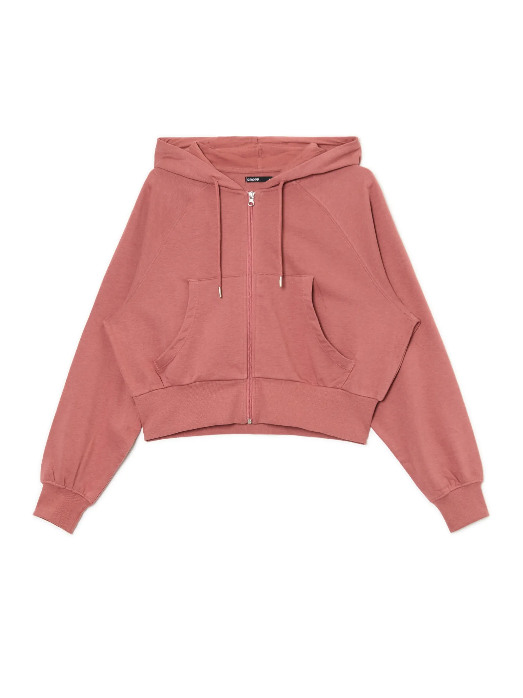 Outlet Cropp Gładka rozpinana bluza z kapturem różowy