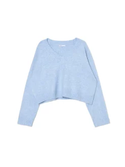 Hot Cropp Gładki jasnoniebieski sweter błękitny