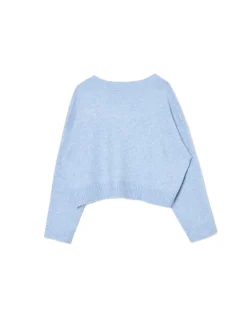 Hot Cropp Gładki jasnoniebieski sweter błękitny