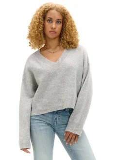 Fashion Cropp Gładki jasnoszary sweter jasnyszary