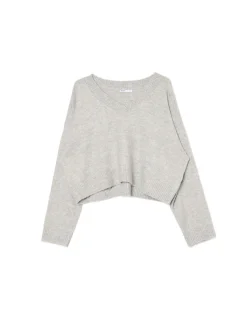 Fashion Cropp Gładki jasnoszary sweter jasnyszary