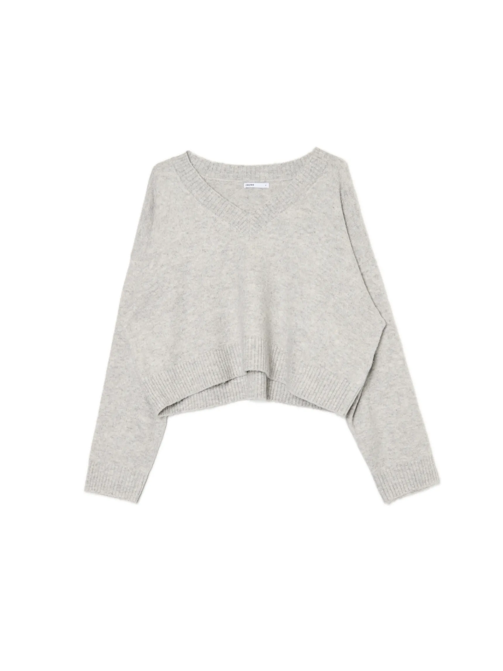 Fashion Cropp Gładki jasnoszary sweter jasnyszary
