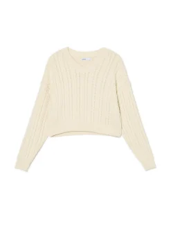 Hot Cropp Gładki sweter kremowy