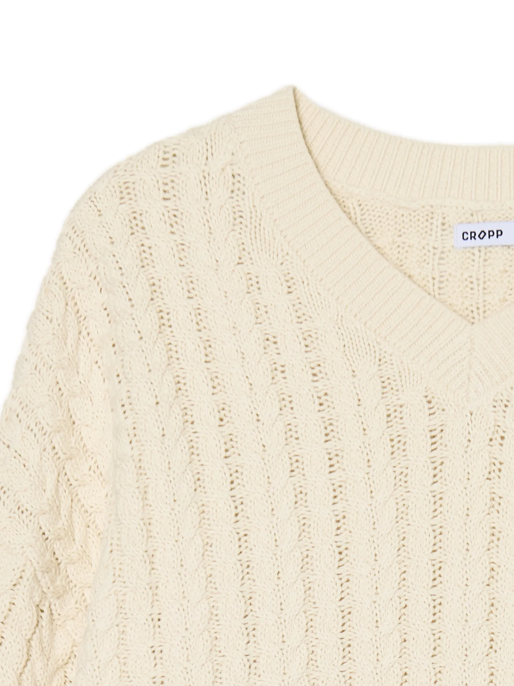 Hot Cropp Gładki sweter kremowy