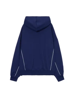Sale Cropp Granatowa bluza hoodie z naszywkami granatowy