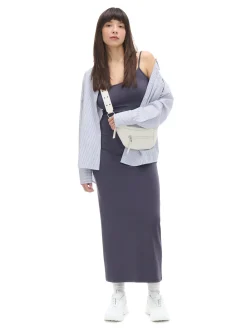Fashion Cropp Granatowa sukienka maxi szary