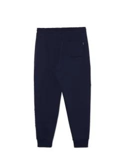 Online Cropp Granatowe dresowe joggery z nadrukiem na nogawce granatowy