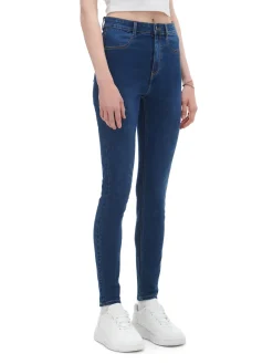 Outlet Cropp Granatowe jeansy skinny granatowy