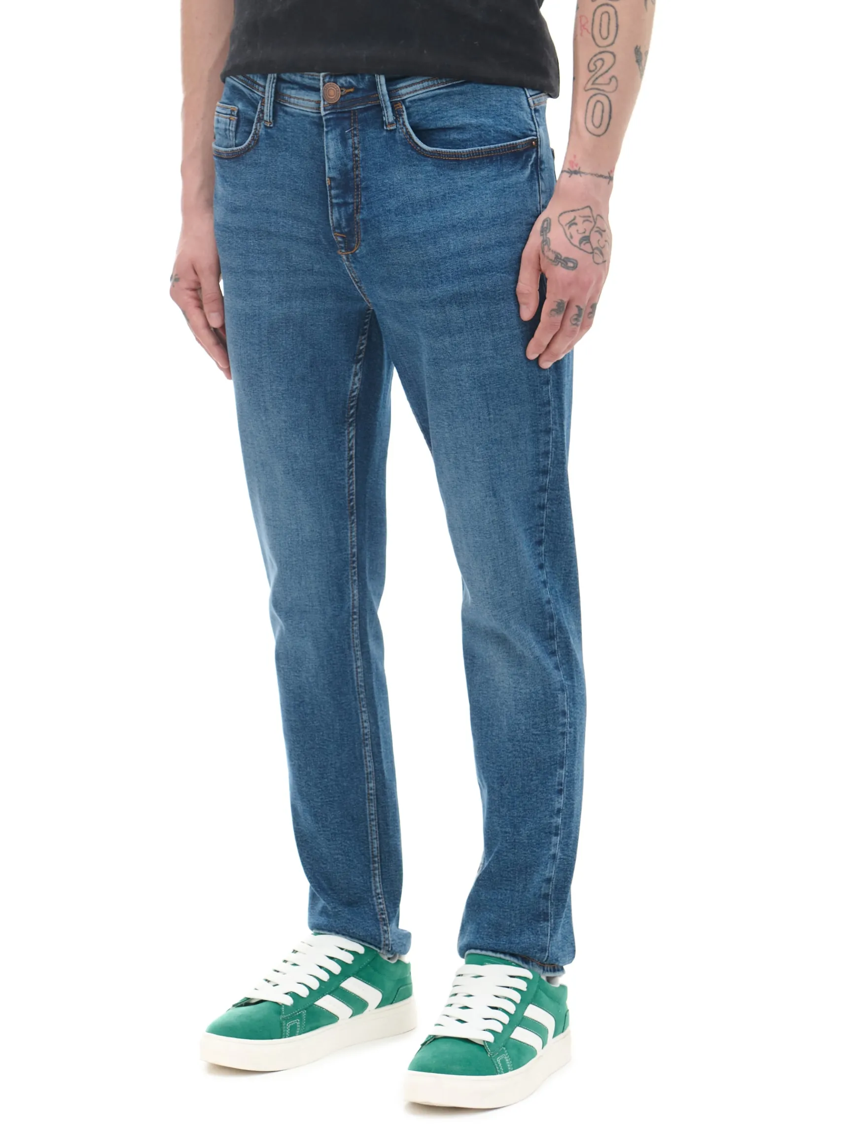 Outlet Cropp Granatowe jeansy slim granatowy