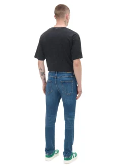 Outlet Cropp Granatowe jeansy slim granatowy