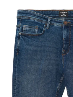 Outlet Cropp Granatowe jeansy slim granatowy