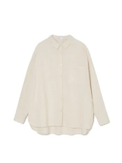 Discount Cropp Jasna koszula oversize z rustykalną strukturą beżowy