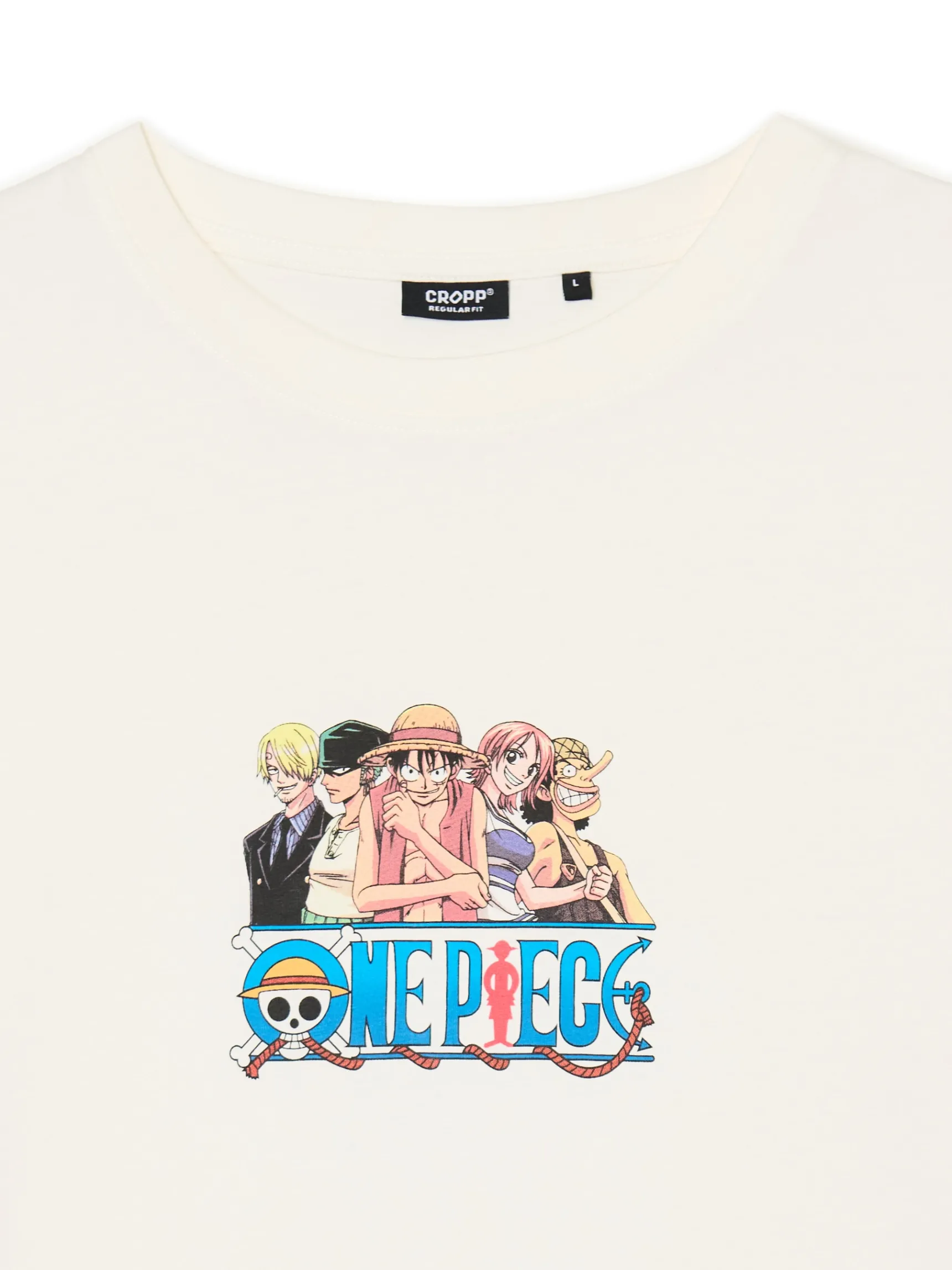 Hot Cropp Jasna koszulka z nadrukiem One Piece kremowy