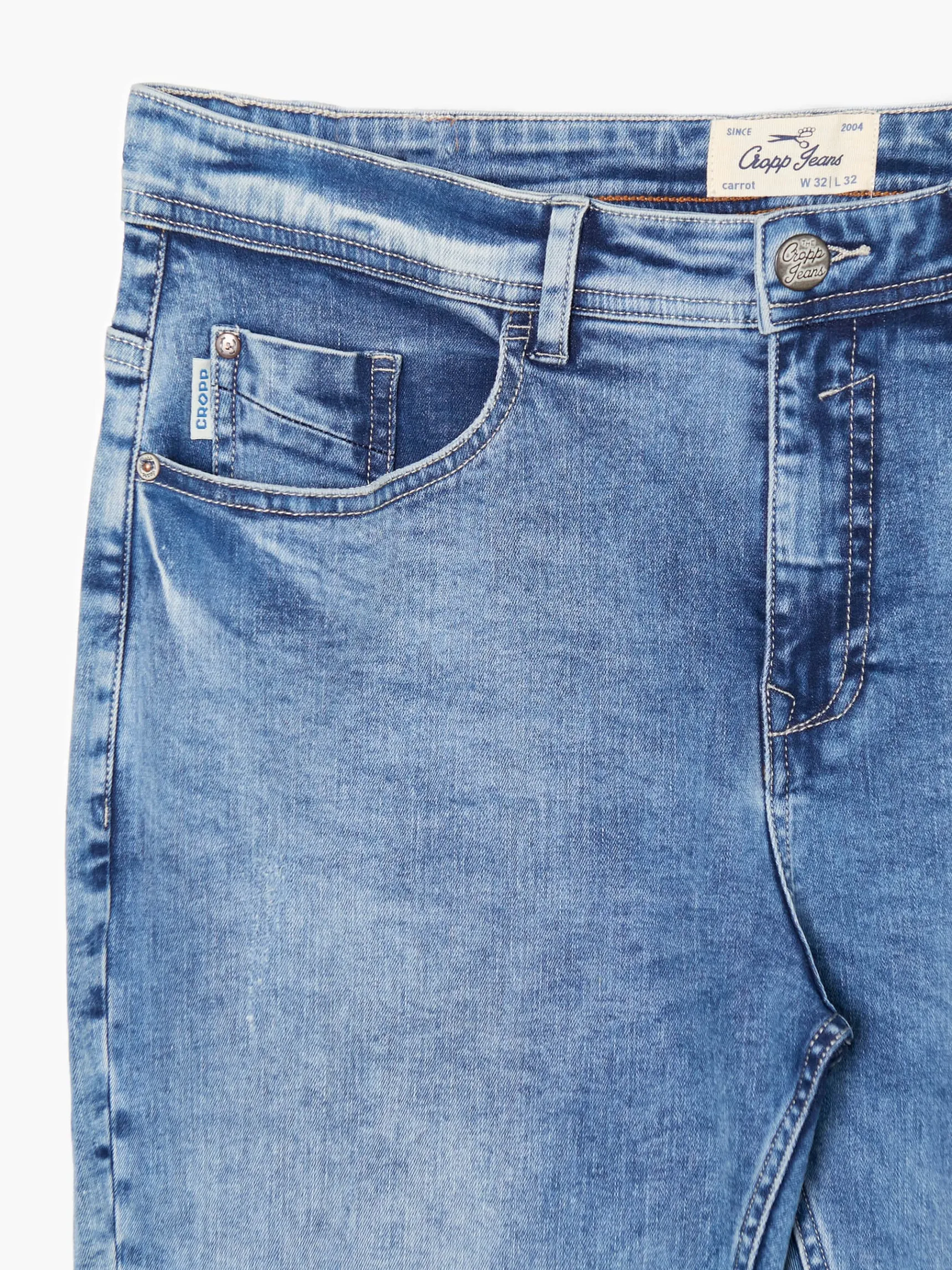 Online Cropp Jasne jeansy carrot niebieski