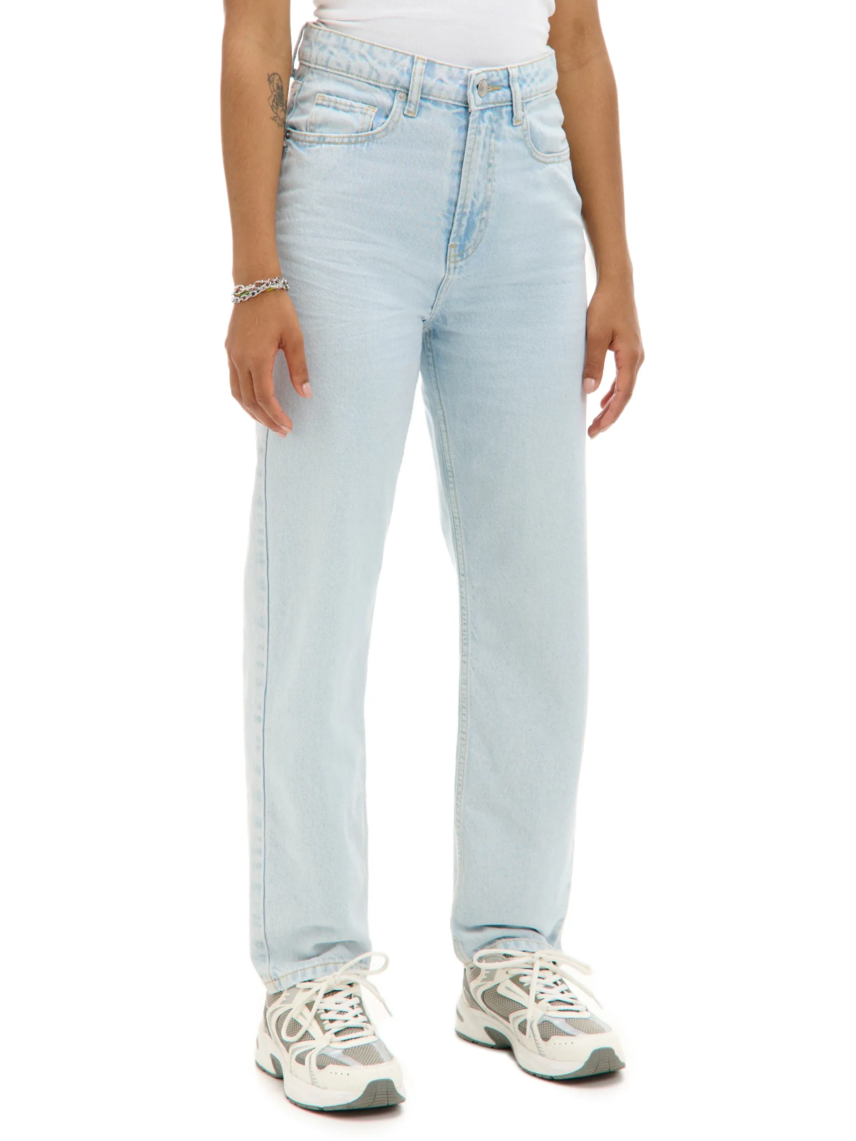 Best Cropp Jasne jeansy mom z wysokim stanem niebieski