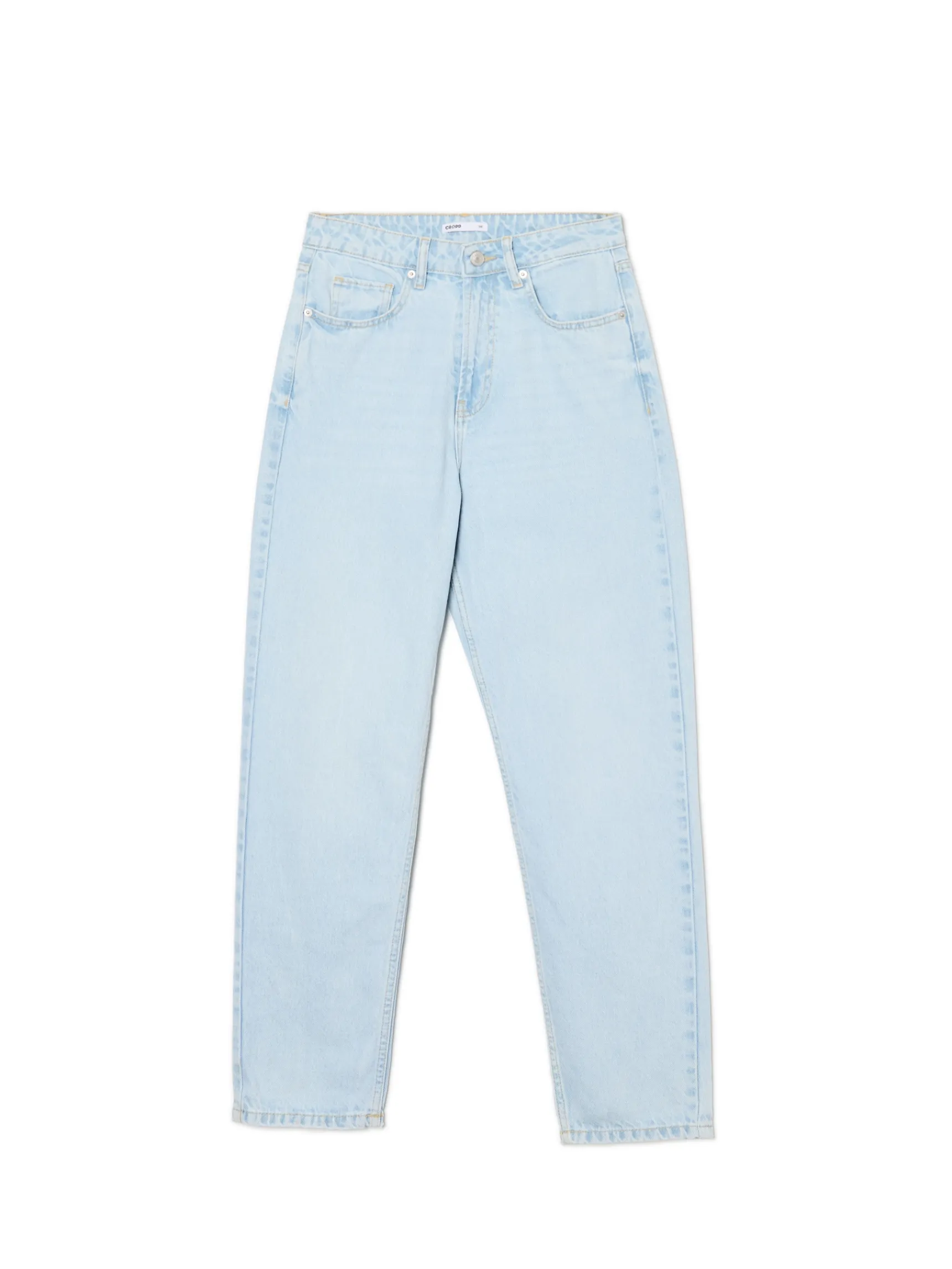 Best Cropp Jasne jeansy mom z wysokim stanem niebieski