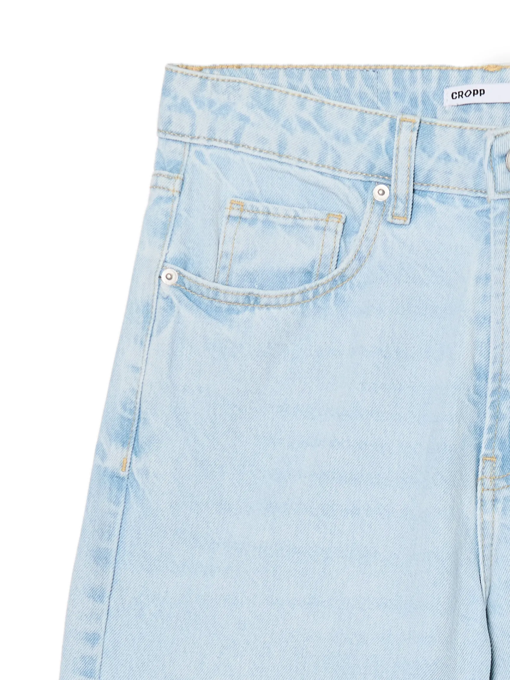 Best Cropp Jasne jeansy mom z wysokim stanem niebieski