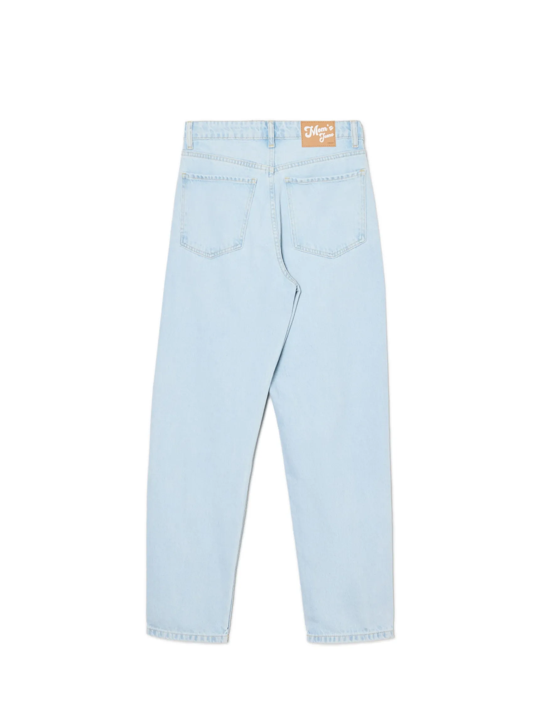Best Cropp Jasne jeansy mom z wysokim stanem niebieski