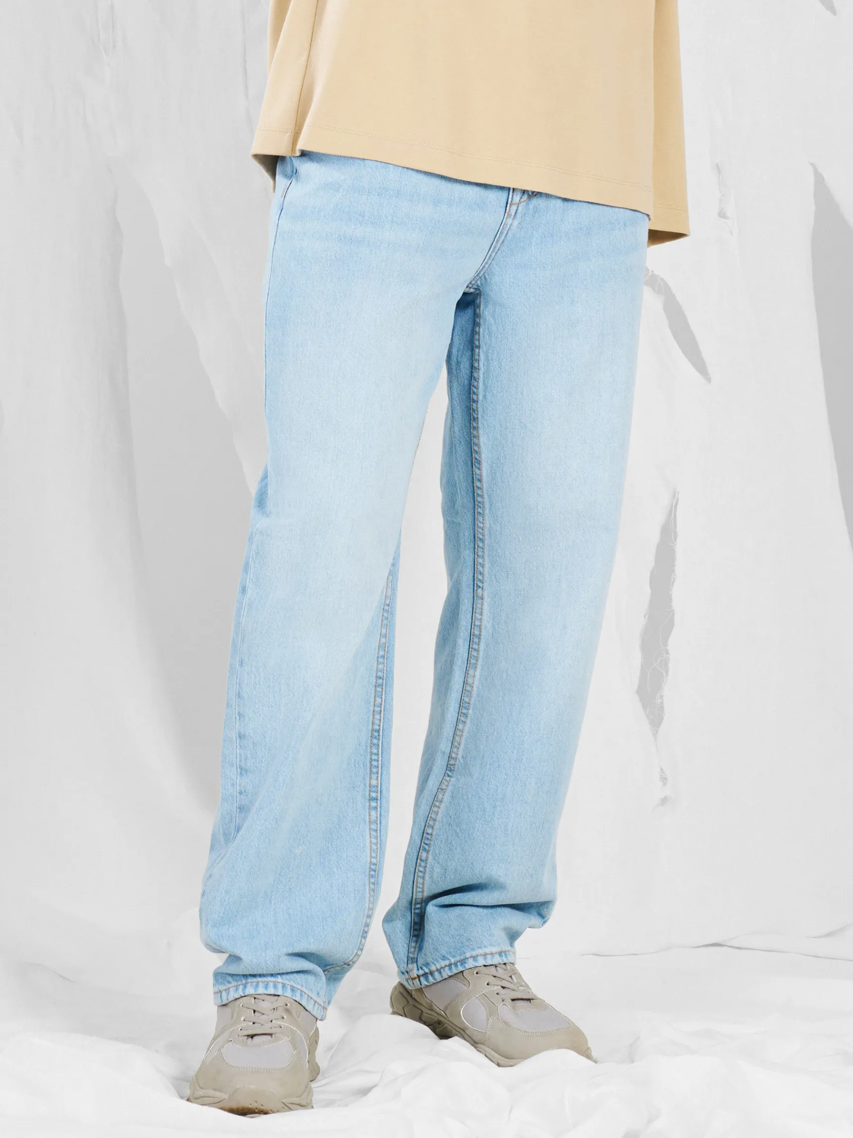Fashion Cropp Jasne jeansy relaxed niebieski