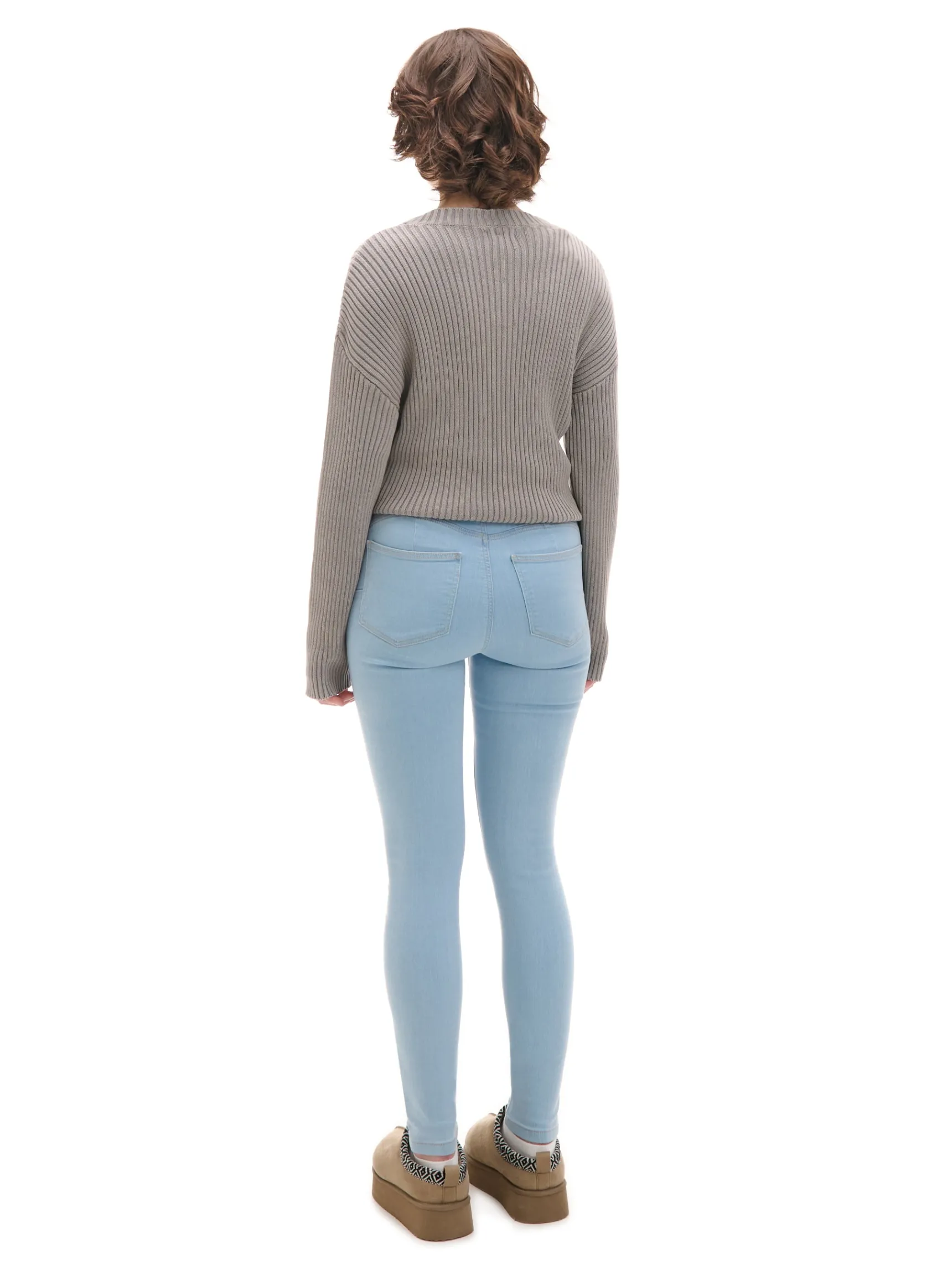 Fashion Cropp Jasne jeansy skinny push up niebieski