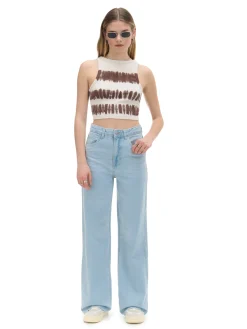 Best Cropp Jasne jeansy wide leg niebieski