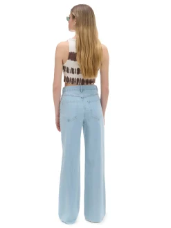 Best Cropp Jasne jeansy wide leg niebieski