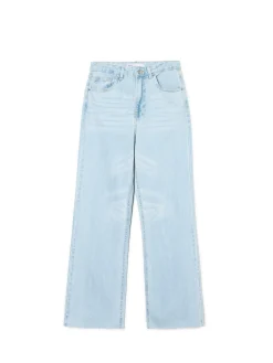 Best Cropp Jasne jeansy wide leg niebieski