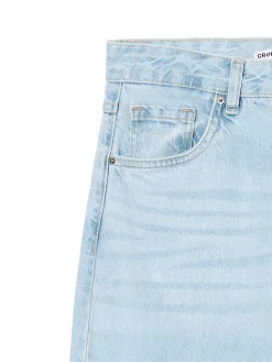 Best Cropp Jasne jeansy wide leg niebieski
